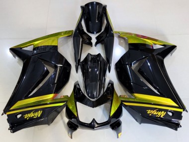 Carenados Moto Kawasaki Ninja 250 2008-2012 - Negro Brillante Amarillo Baratos