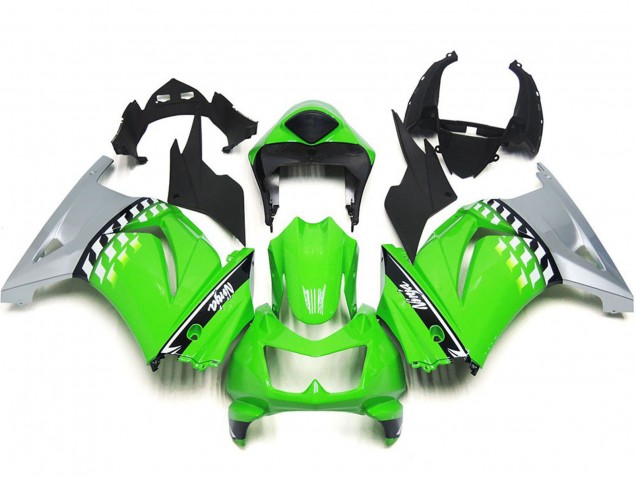 Carenados Moto Kawasaki Ninja 250 2008-2012 - Verde Plata Negro Baratos