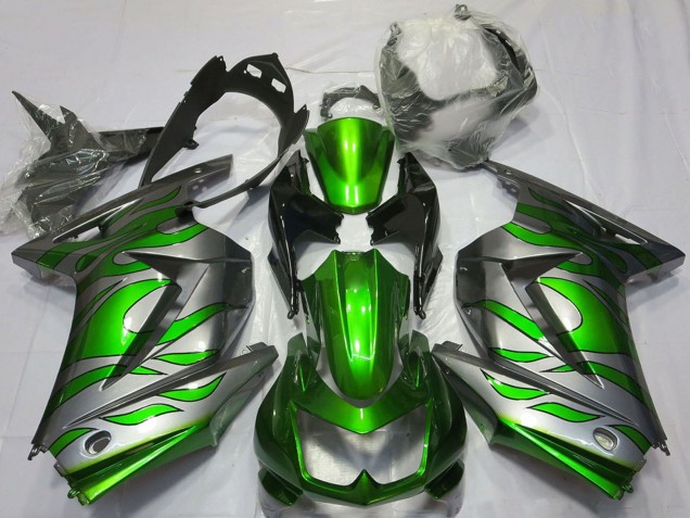 Carenados Moto Kawasaki Ninja 250 2008-2012 - Plata Verde Llama Baratos