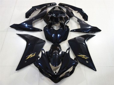 Carenados Moto Yamaha R1 2007-2008 - Negro Brillante Azul Oscuro Oro Calcomanía Baratos