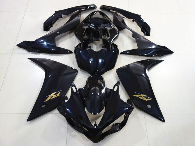 Carenados Moto Yamaha R1 2007-2008 - Negro Brillante Azul Oscuro Oro Calcomanía Baratos
