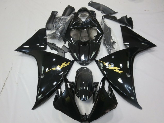 Carenados Moto Yamaha R1 2009-2011 - Negro Brillante Oro Calcomanía Baratos