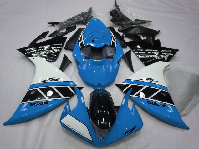 Carenados Moto Yamaha R1 2012-2014 - Azul Blanco Negro Brillante Baratos