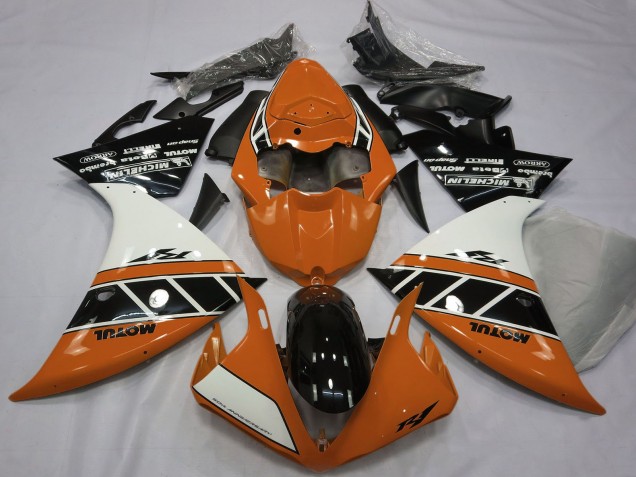 Carenados Moto Yamaha R1 2012-2014 - Naranja Blanco Negro Brillante Baratos