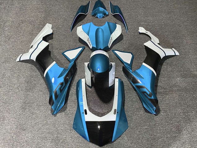 Carenados Moto Yamaha R1 2015-2019 - Azul Claro Blanco FibraCarbono Accents Baratos