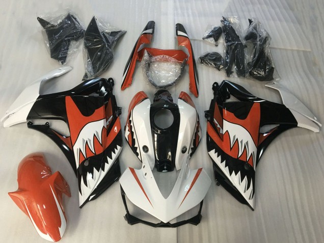 Carenados Moto Yamaha R3 2015-2018 - Blanco Naranja Negro Brillante Tiburón Baratos