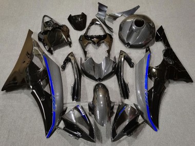 Carenados Moto Yamaha R6 2008-2016 - Negro Brillante FibraCarbono Estilo Azul Baratos