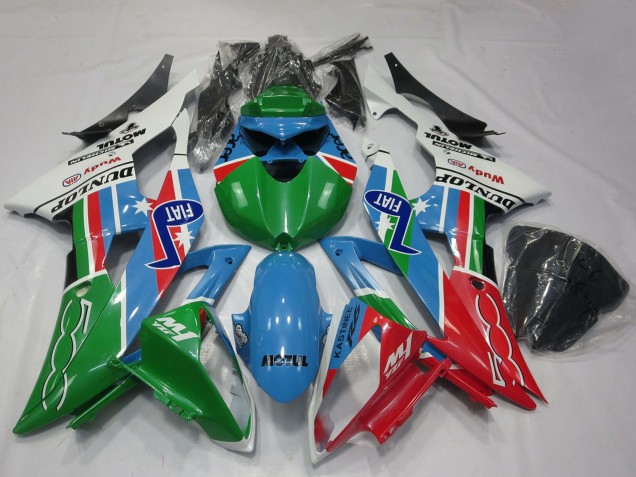 Carenados Moto Yamaha R6 2008-2016 - Blanco Azul Claro Verde Rojo Fiat Dunlop Michelin Motul Baratos