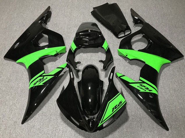 Carenados Moto Yamaha R6 2003-2004 - Negro Brillante Verde Baratos