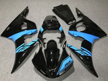 Carenados Moto Yamaha R6 2003-2004 - Negro Brillante Azul Claro Baratos