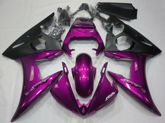 Carenados Moto Yamaha R6 2005 - Rosa Oscuro Negro Mate Baratos