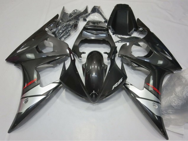 Carenados Moto Yamaha R6 2005 - Negro Brillante Plata Baratos