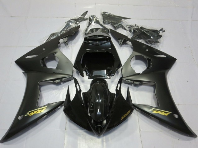 Carenados Moto Yamaha R6 2003-2004 - Negro Brillante Negro Mate Oro Calcomanías Baratos