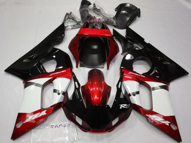Carenado Moto Yamaha R6 1998-2002 - Rojo Blanco Negro Brillante Baratos
