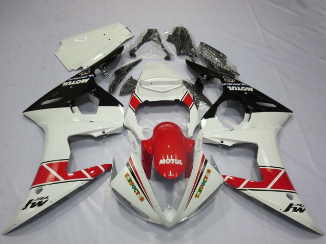 Carenados Moto Yamaha R6 2005 - Blanco Rojo Negro Brillante Motul Baratos
