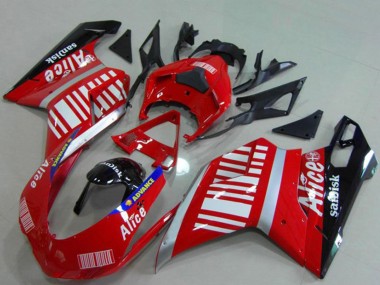 Carenados Moto Ducati 848 1098 1198 2007-2014 - Plata Rojo Negro Brillante Alice Sandisk Baratos