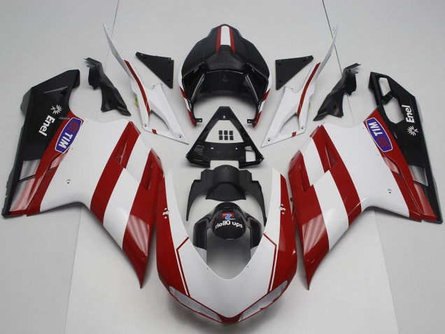 Carenado Moto Ducati 848 1098 1198 2007-2014 - Blanco Rojo Negro Brillante Baratos