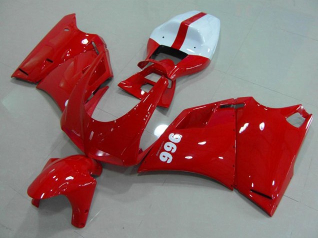 Carenados Moto Ducati 996 1993-2005 - Rojo Brillante Blanco Baratos