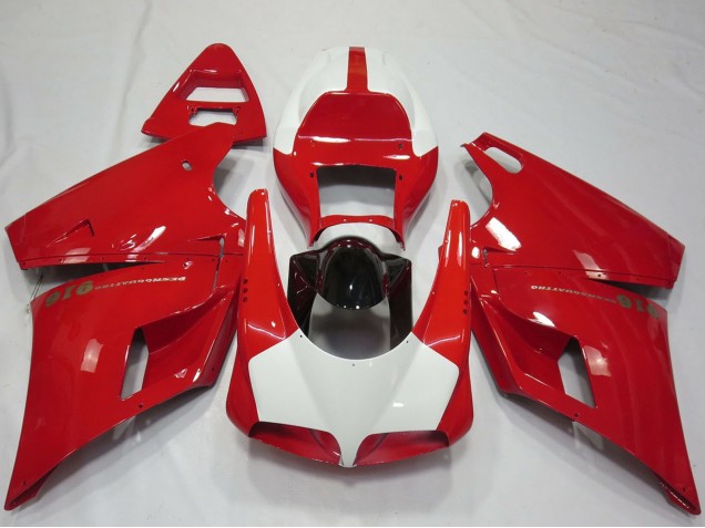 Carenados Moto Ducati 916 1993-2005 - Rojo Blanco Negro Brillante Performance Baratos