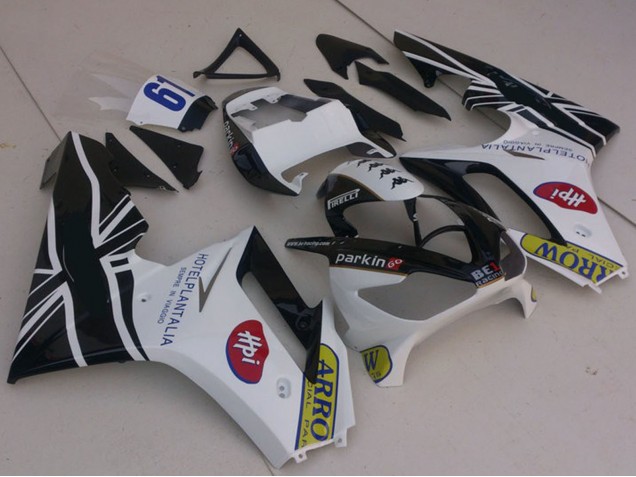 Carenados Moto Triumph Daytona 675 2006-2008 - Blanco Negro Brillante Flag Baratos