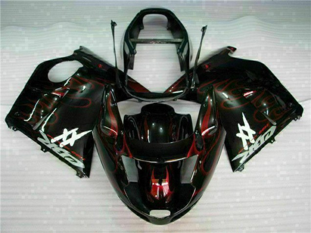 Carenado Moto ABS Honda CBR1100XX Blackbird 1996-2007 - Negro Brillante Rojo Llama Baratos