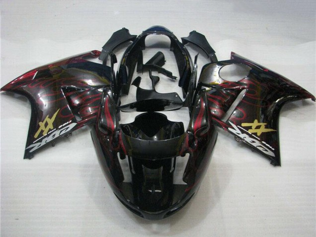 Carenados Moto ABS Honda CBR1100XX Blackbird 1996-2007 - Negro Brillante Rojo Llama Baratos