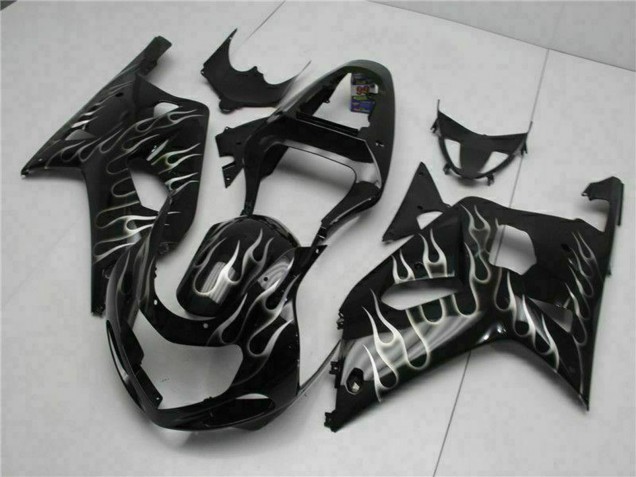 Carenados Moto Suzuki GSXR 600/750 2001-2003 - Negro Brillante Plata Llama Baratos