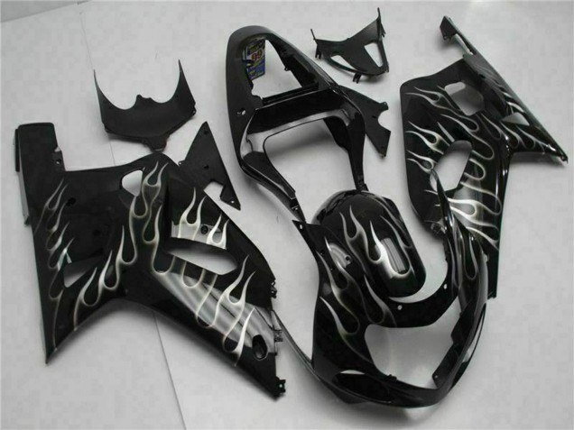 Carenados Moto Suzuki GSXR 600/750 2001-2003 - Negro Brillante Plata Llama Baratos
