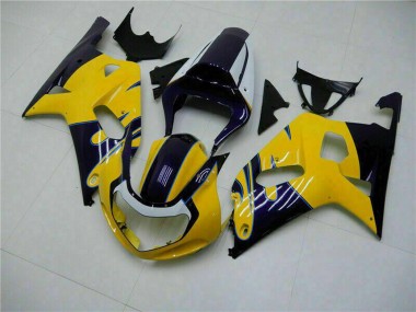 Carenados Moto Suzuki GSXR 600/750 2001-2003 - Amarillo Azul Oscuro Negro Brillante Baratos
