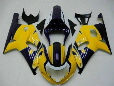 Carenados Moto Suzuki GSXR 600/750 2001-2003 - Amarillo Azul Oscuro Negro Brillante Baratos