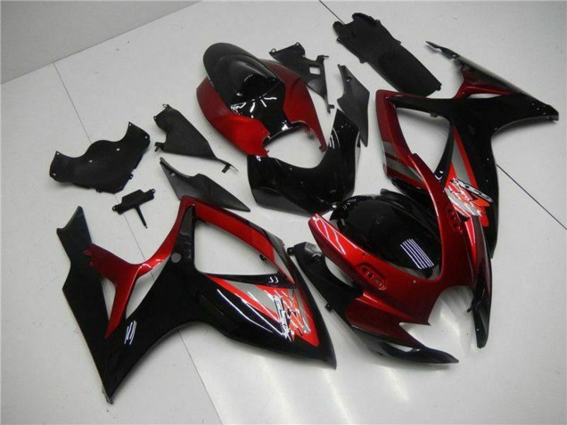 Carenado Moto Suzuki GSXR 600/750 2006-2007 - Rojo Negro Brillante Baratos