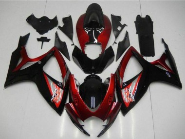 Carenado Moto Suzuki GSXR 600/750 2006-2007 - Rojo Negro Brillante Baratos