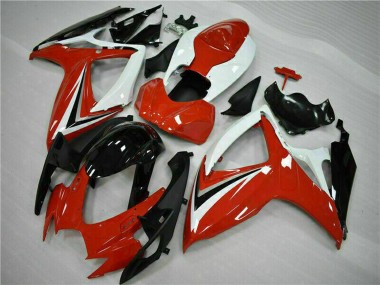 Carenados Moto Suzuki GSXR 600/750 2006-2007 - Blanco Rojo Negro Brillante Raya Baratos
