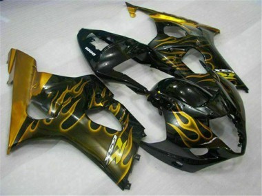 Carenados Moto Suzuki GSXR 1000 2003-2004 - Negro Brillante Oro Llama Baratos