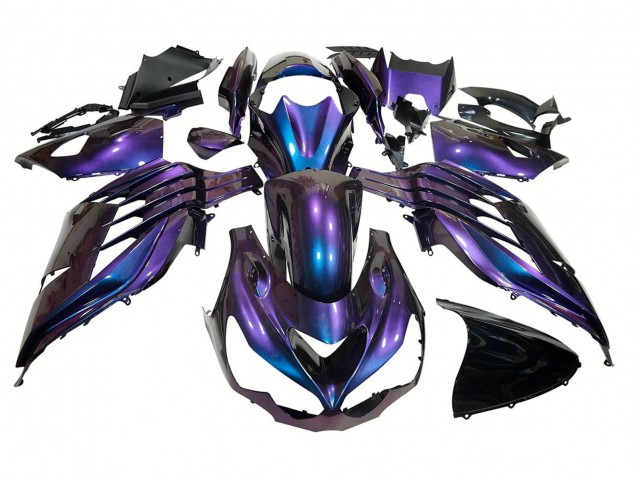 Carenados Moto Kawasaki ZX14R ZZR1400 2012-2024 - Camaleón Azul Púrpura Baratos