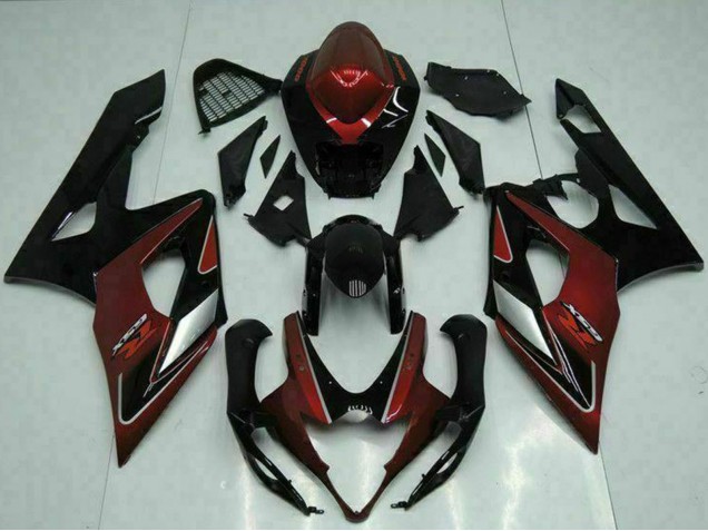 Carenados Moto Suzuki GSXR 1000 2005-2006 - Rojo Plata Negro Brillante Baratos