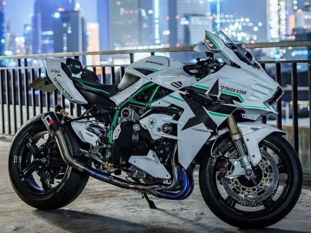 Carenados Moto Kawasaki Ninja H2 2015-2022 - Blanco Verde Línea Baratos
