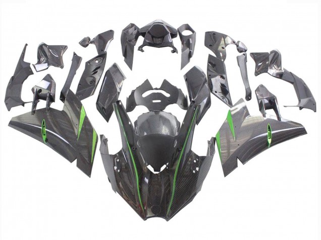Carenados Moto Kawasaki Ninja H2 2015-2022 - Negro FibraCarbono Verde Baratos