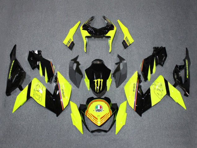 Carenados Moto Kawasaki Z250/Z300 2015-2016 - Amarillo Negro Brillante Monstruo Baratos