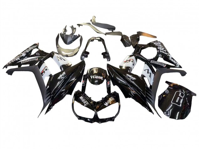 Carenados Moto Kawasaki Z1000SX 2010-2016 - Negro Brillante Oro Blanco Mobil West Baratos