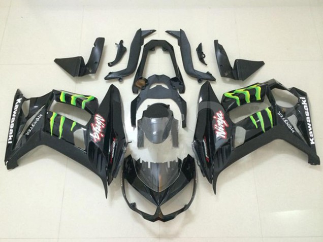 Carenados Moto Kawasaki Z1000SX 2010-2016 - Negro Brillante Verde Monstruo Baratos