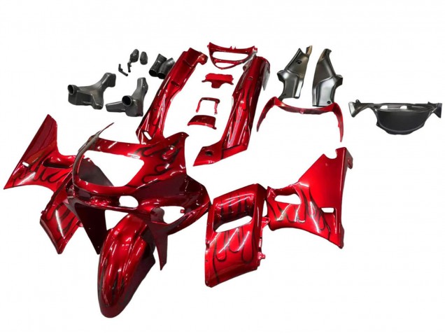 Carenados Moto Kawasaki ZZR400 1993-2007 - Rojo Negro Llama Baratos