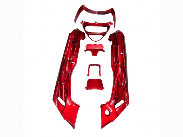 Carenados Moto Kawasaki ZZR600 1998-2003 - Rojo Negro Llama Baratos