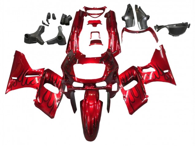 Carenados Moto Kawasaki ZZR600 1998-2003 - Rojo Negro Llama Baratos
