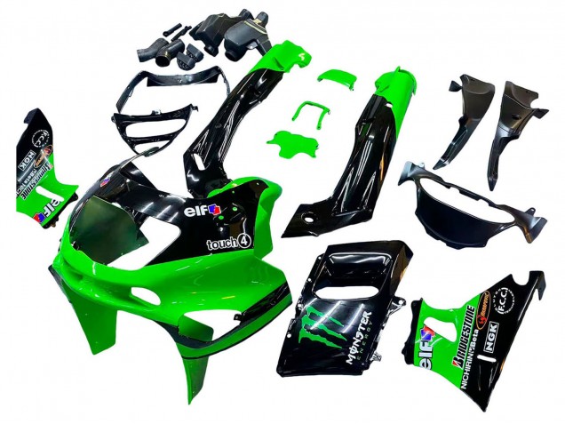 Carenados Moto Kawasaki ZZR600 1998-2003 - Verde Negro Monstruo Elf Baratos