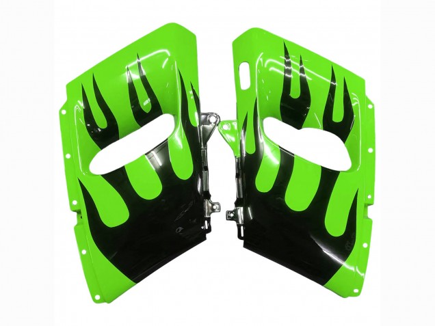 Carenados Moto Kawasaki ZZR600 1998-2003 - Verde Negro Brillante Llama Baratos