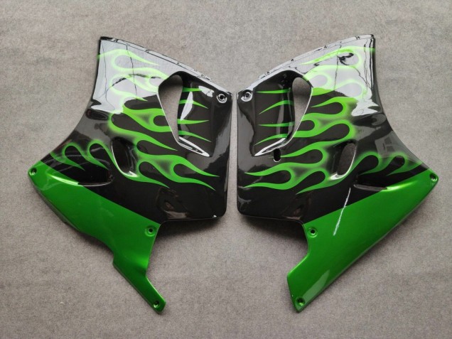 Carenados Moto Kawasaki ZZR1100 1993-2003 - Negro Brillante Verde Llama Baratos
