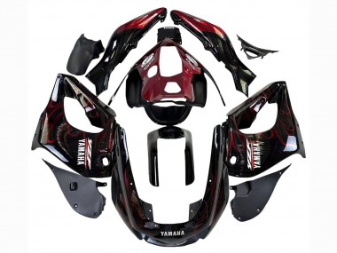 Carenados Moto Yamaha YZF 1000R Thunderace 1997-2007 - Negro Rojo Oscuro Llama Baratos