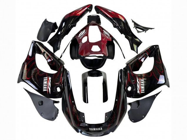 Carenados Moto Yamaha YZF 1000R Thunderace 1997-2007 - Negro Rojo Oscuro Llama Baratos