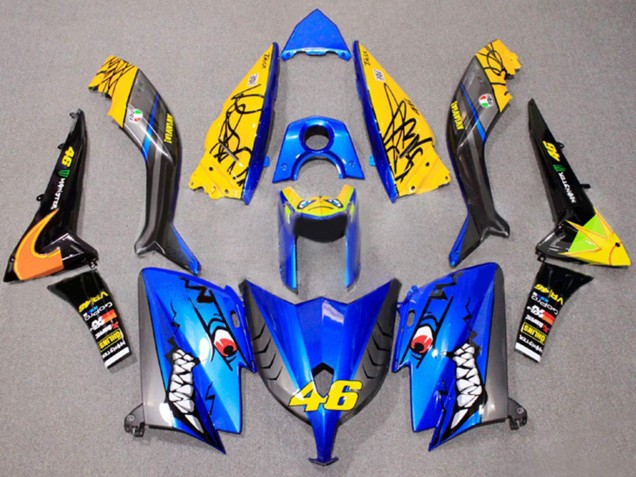Carenados Moto Yamaha TMAX530 2012-2014 - Azul Amarillo Negro Tiburón 46 Baratos